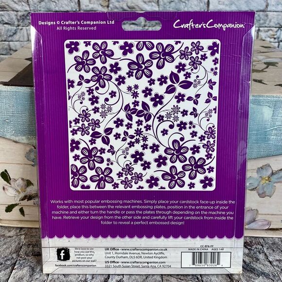 Crafters Companion NWT 6" x 6" Embossing Folder Floral Frenzy Design 1 Piece - Picture 2 of 5